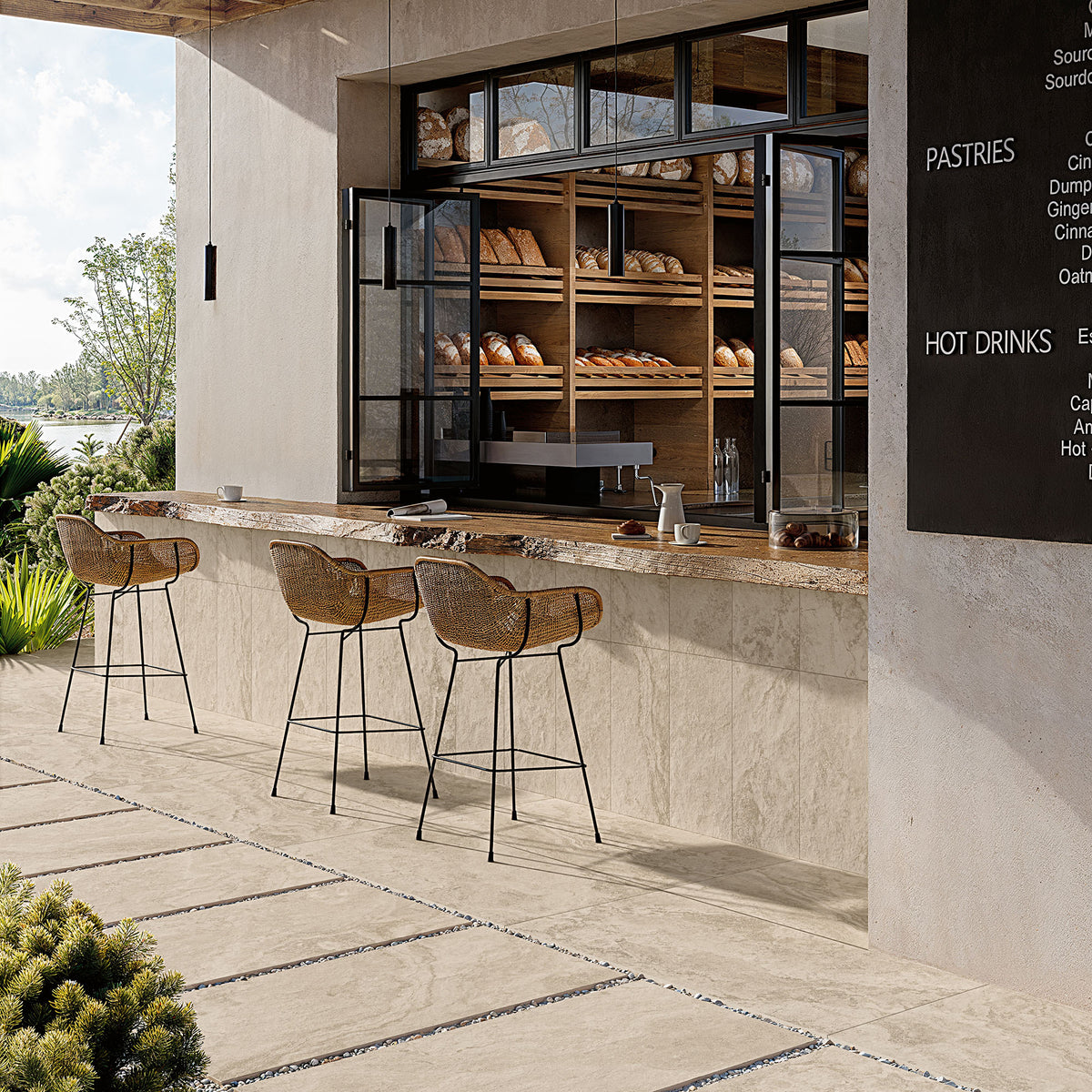 24" x 48" American Roma Matte Cross-cut Travertine Look Porcelain Floor and Wall Tile