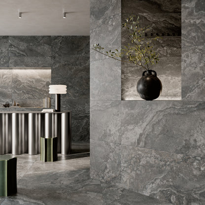 24" x 48" American Roma Matte Cross-cut Travertine Look Porcelain Floor and Wall Tile