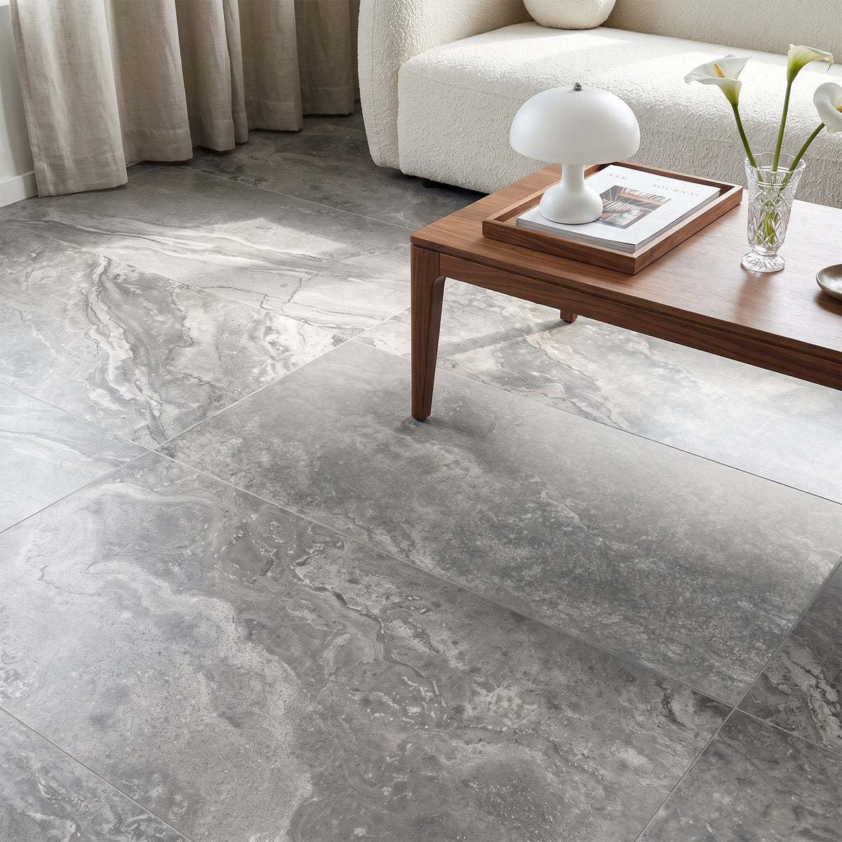24" x 48" American Roma Matte Cross-cut Travertine Look Porcelain Floor and Wall Tile