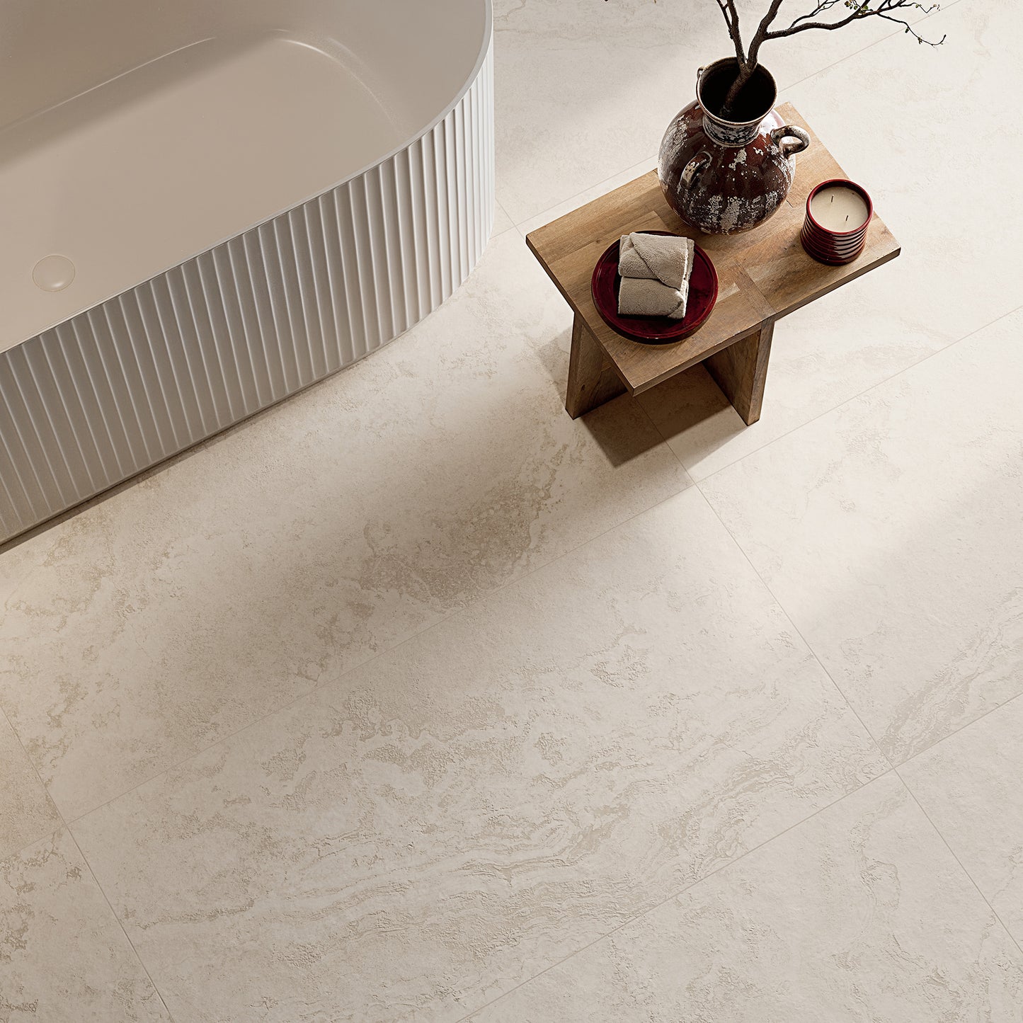 24" x 48" American Roma Matte Cross-cut Travertine Look Porcelain Floor and Wall Tile