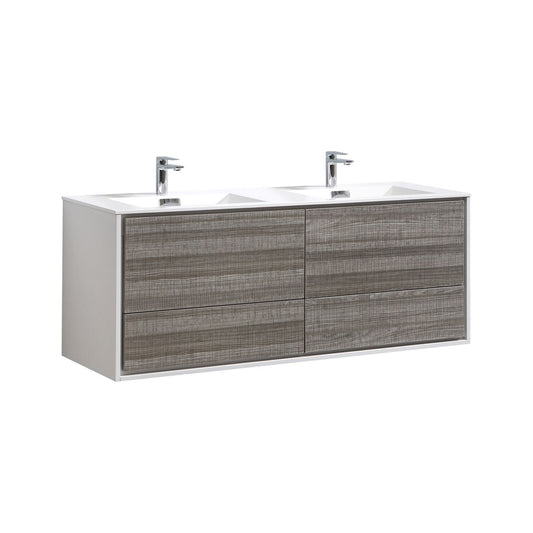 De Lusso Double Sink Vanity with Ash Gray Finish