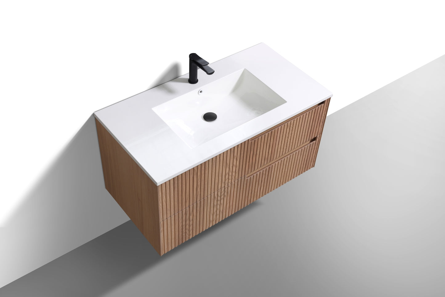 Fiore Modern Wall-Mount Oakwood Bathroom Vanity for Stylish Spaces