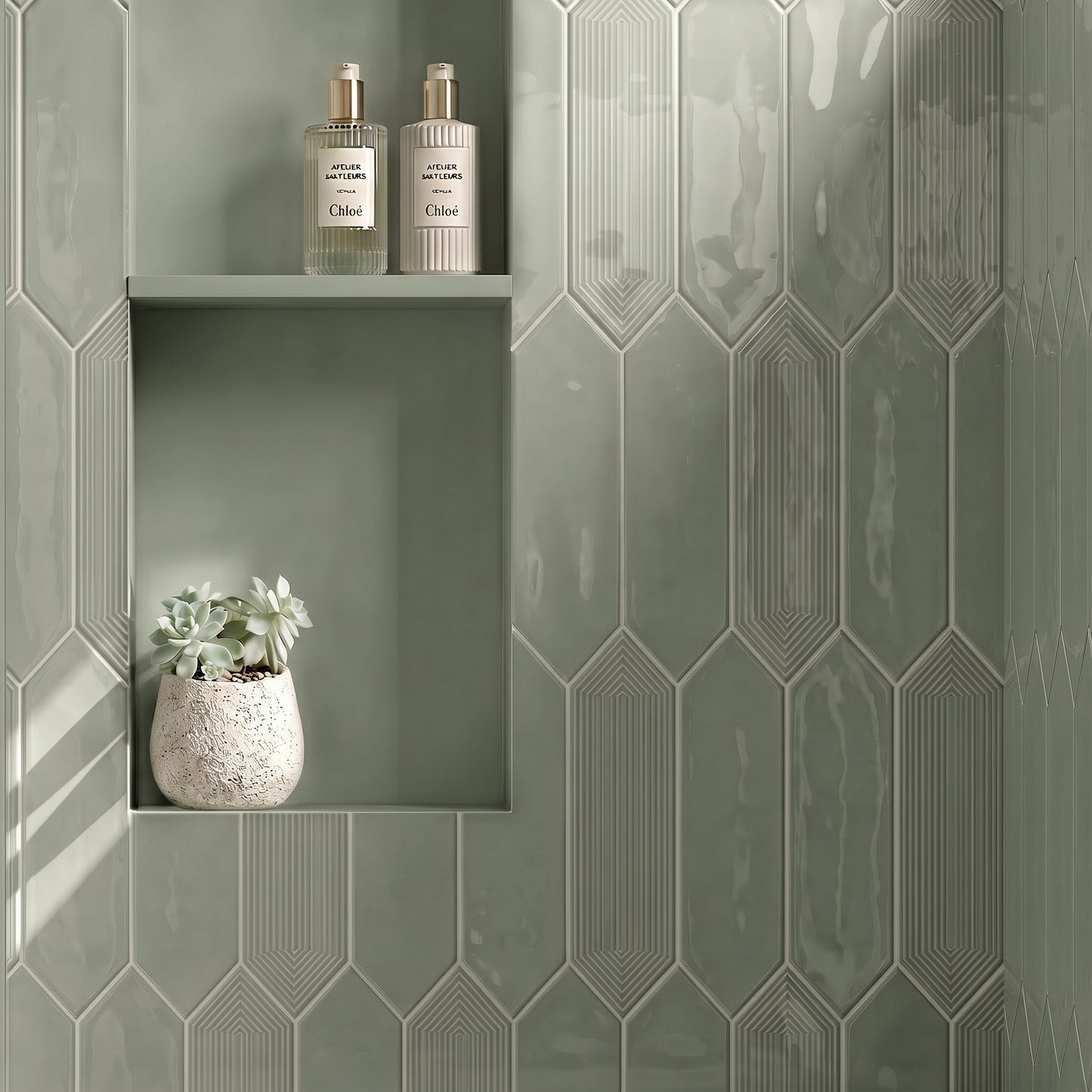 3” x 12” Ceramic Picket Hexagon Wall Tile