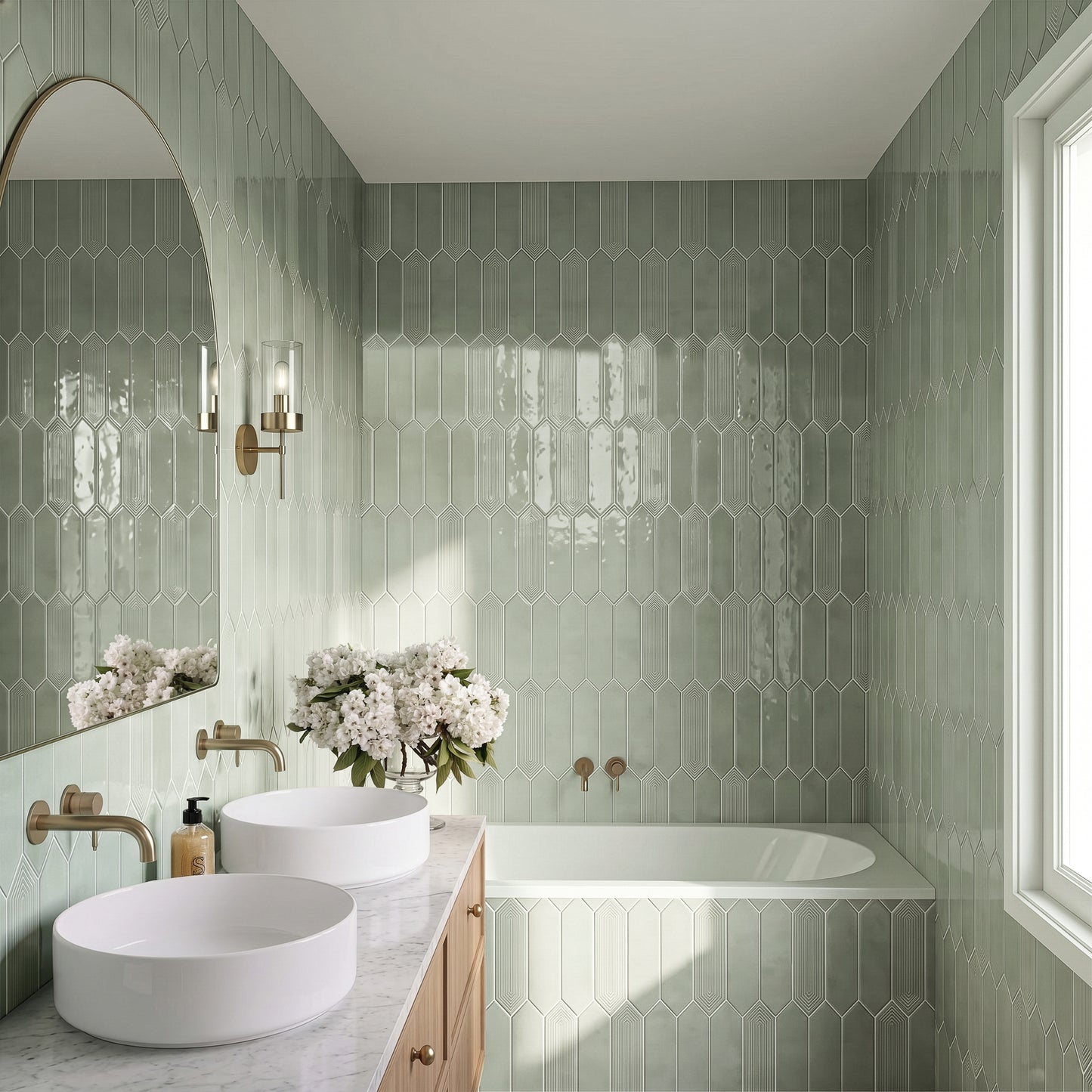 3” x 12” Ceramic Picket Hexagon Wall Tile
