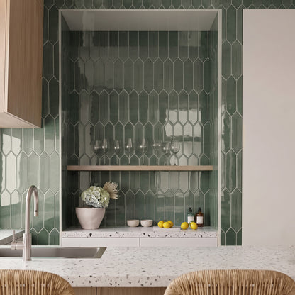 3” x 12” Ceramic Picket Hexagon Wall Tile