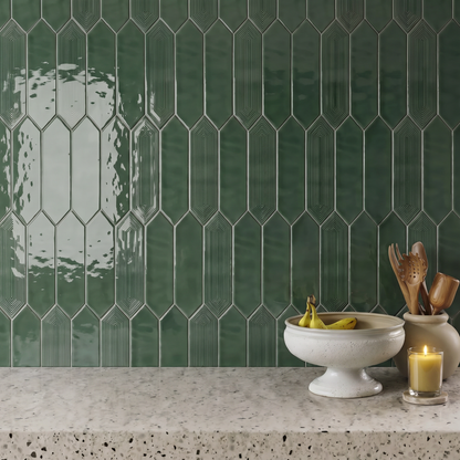 3” x 12” Ceramic Picket Hexagon Wall Tile
