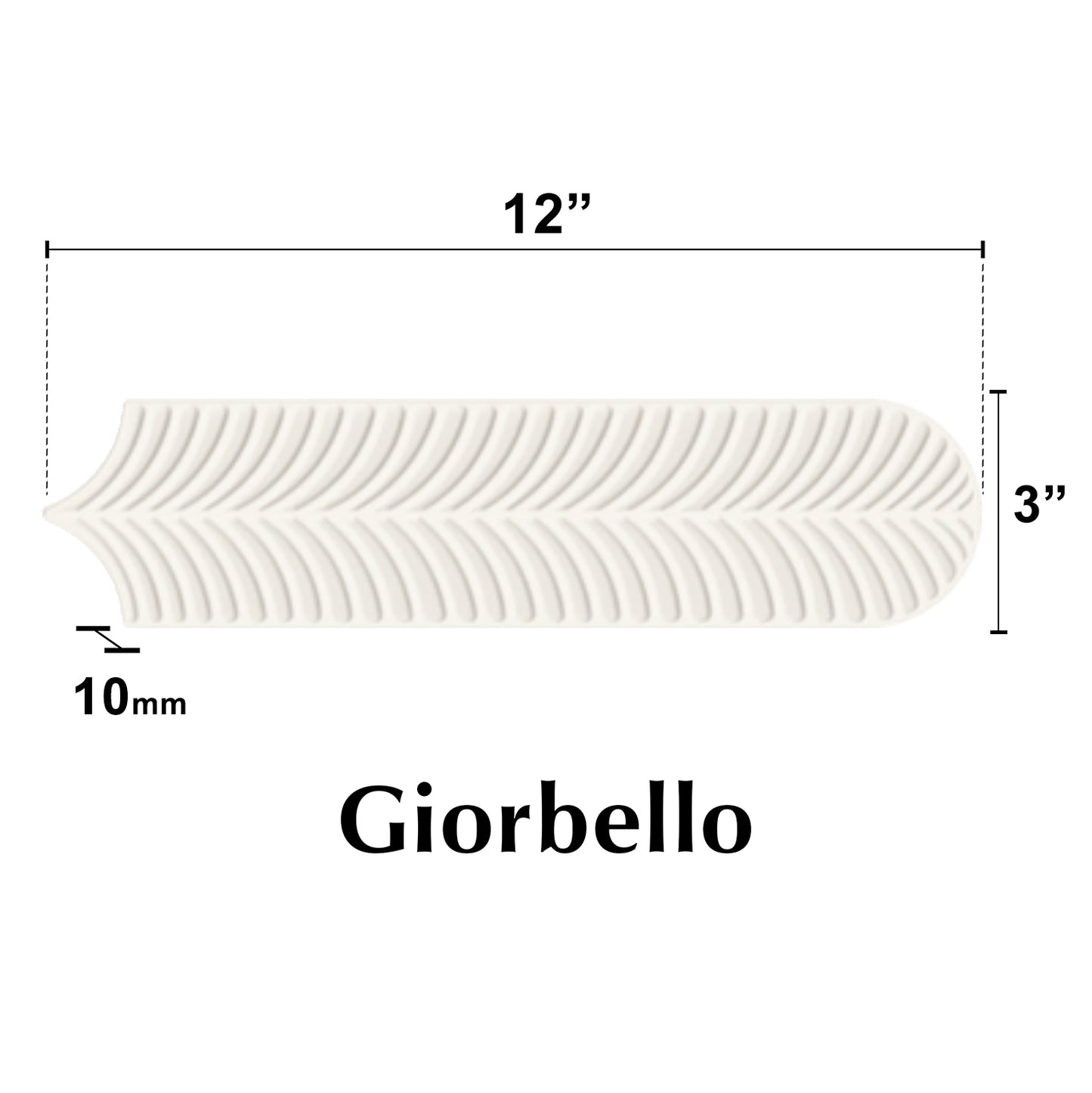 3” x 12” Ceramic Feather 3D Glossy Subway Wall Tile