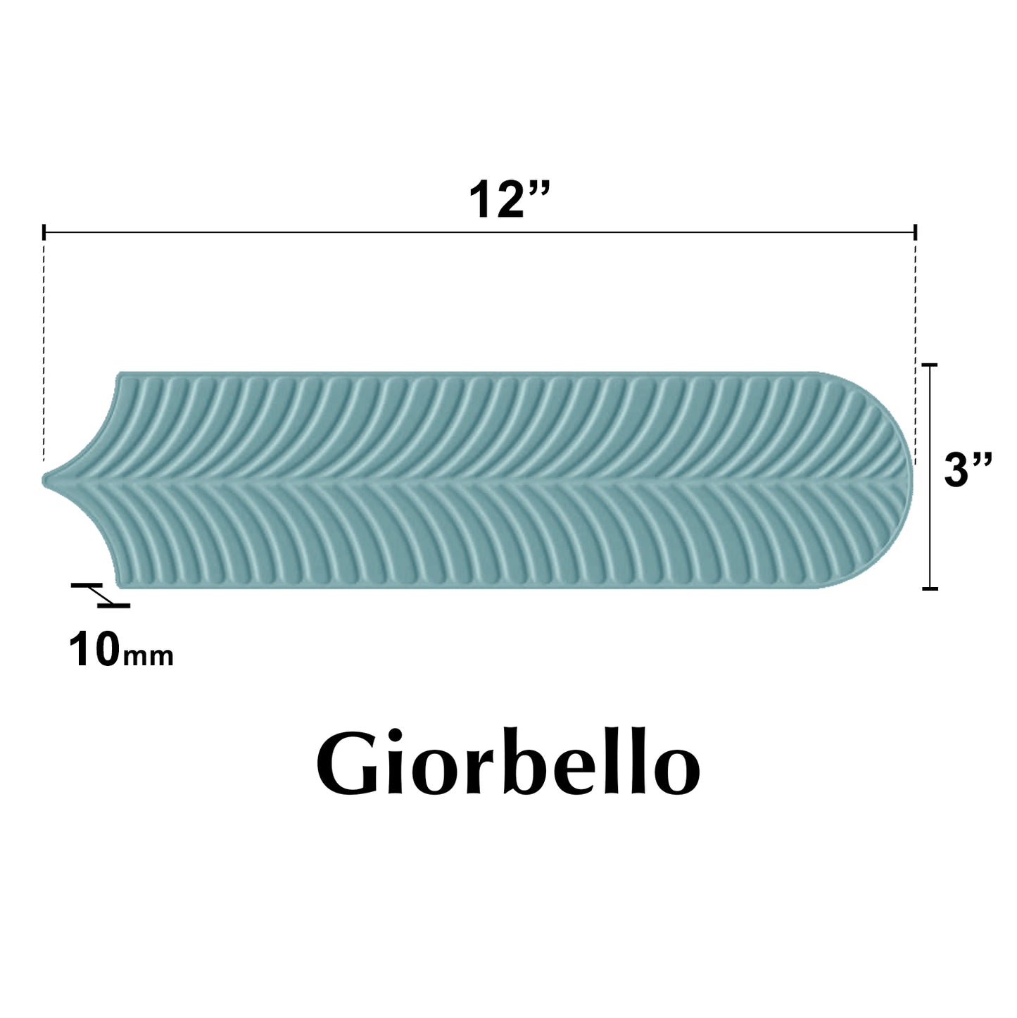 3” x 12” Ceramic Feather 3D Glossy Subway Wall Tile