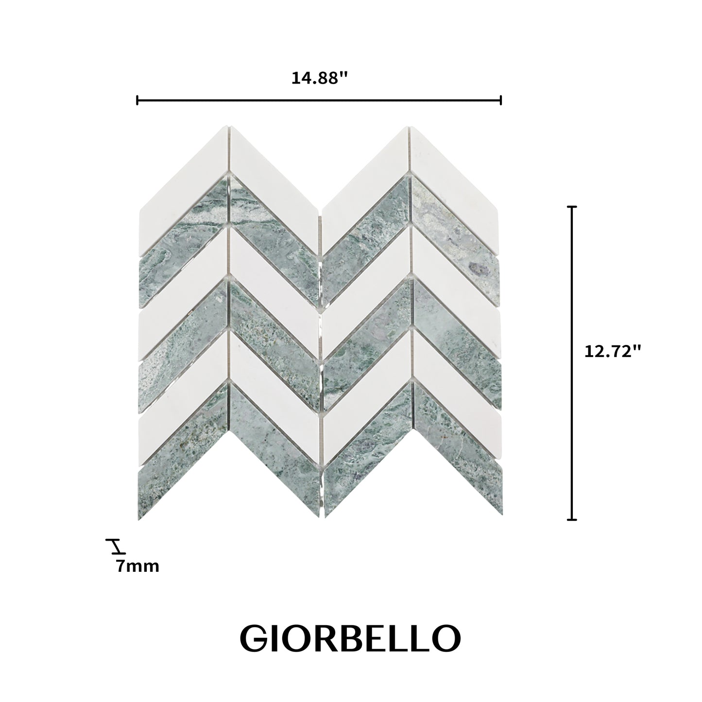14.88" x 12.72" Chevron Honed Marble Floor and Wall Mosaic Tile