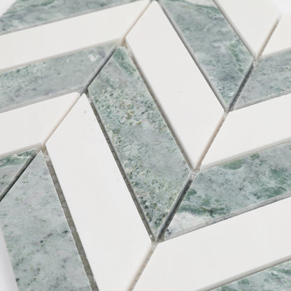 14.88" x 12.72" Chevron Honed Marble Floor and Wall Mosaic Tile
