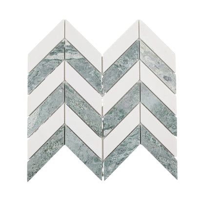 14.88" x 12.72" Chevron Honed Marble Floor and Wall Mosaic Tile