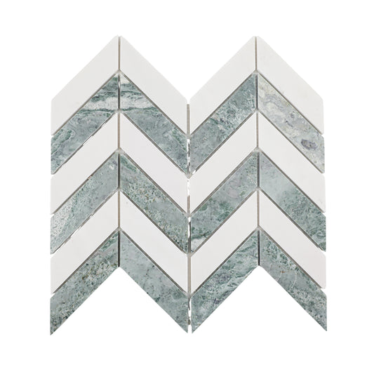 14.88" x 12.72" Chevron Honed Marble Floor and Wall Mosaic Tile