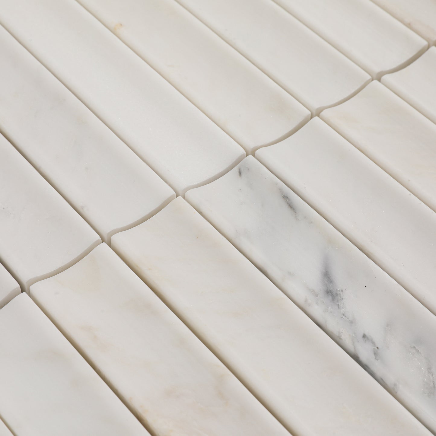 12.09" x 12.6" 3D Fluted Accent Honed Marble Wall Mosaic Tile