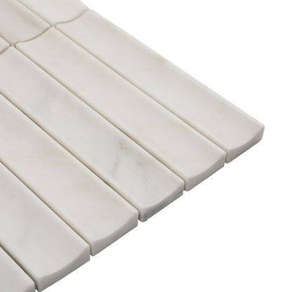 12.09" x 12.6" 3D Fluted Accent Honed Marble Wall Mosaic Tile