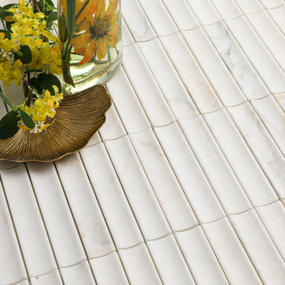 12.09" x 12.6" 3D Fluted Accent Honed Marble Wall Mosaic Tile
