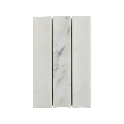 12.09" x 12.6" 3D Fluted Accent Honed Marble Wall Mosaic Tile