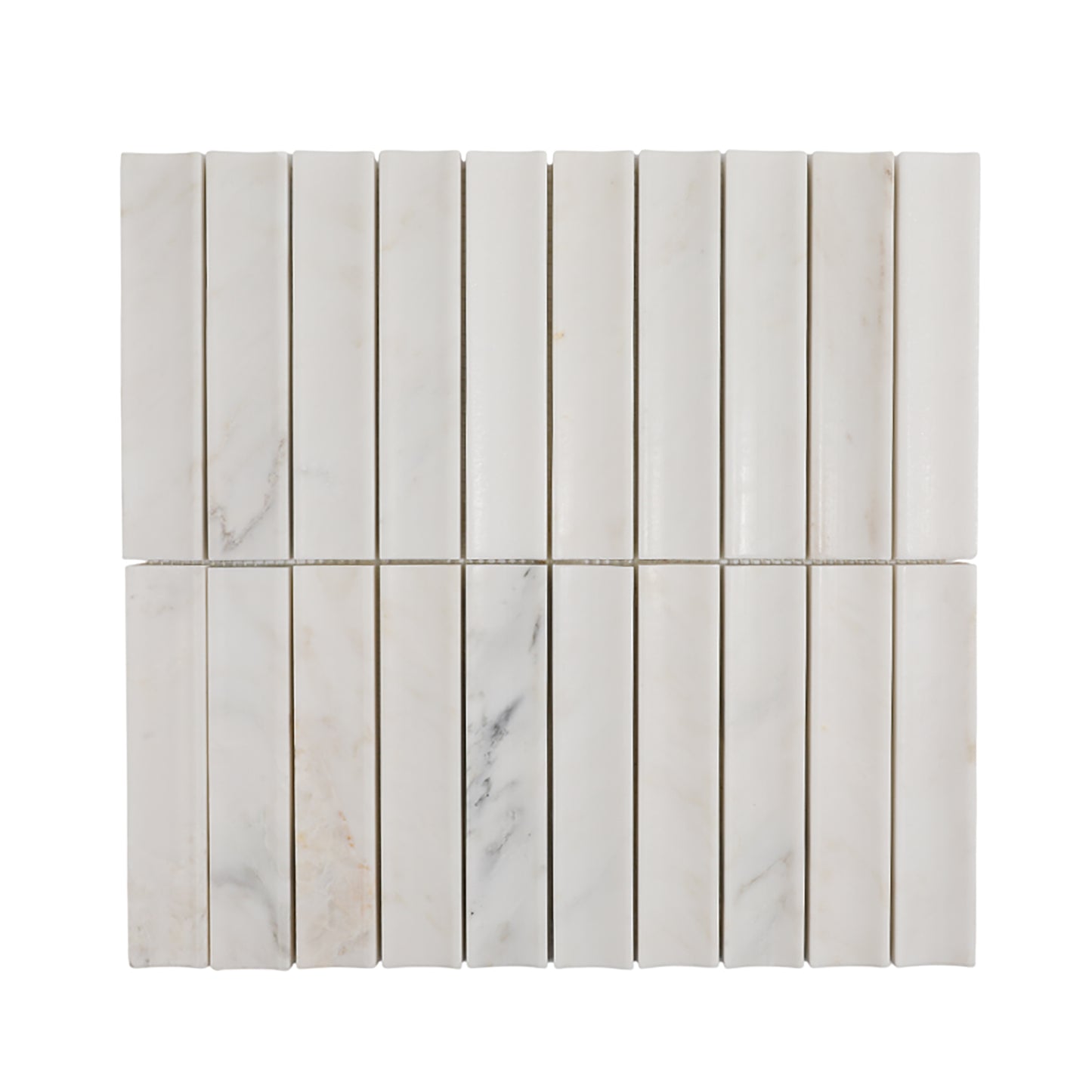 12.09" x 12.6" 3D Fluted Accent Honed Marble Wall Mosaic Tile