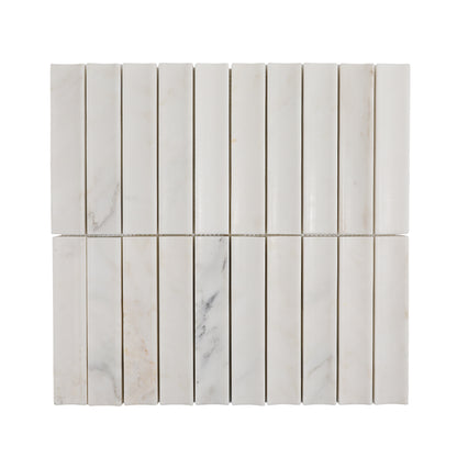 12.09" x 12.6" 3D Fluted Accent Honed Marble Wall Mosaic Tile