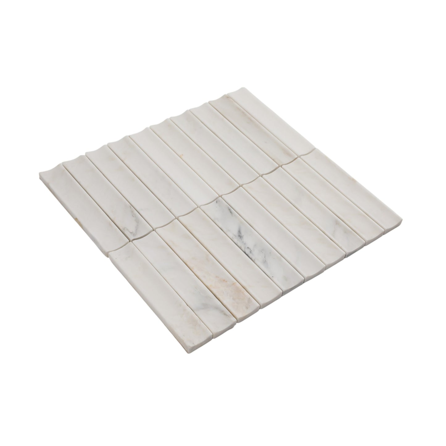 12.09" x 12.6" 3D Fluted Accent Honed Marble Wall Mosaic Tile