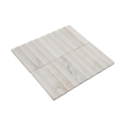 12.09" x 12.6" 3D Fluted Accent Honed Marble Wall Mosaic Tile