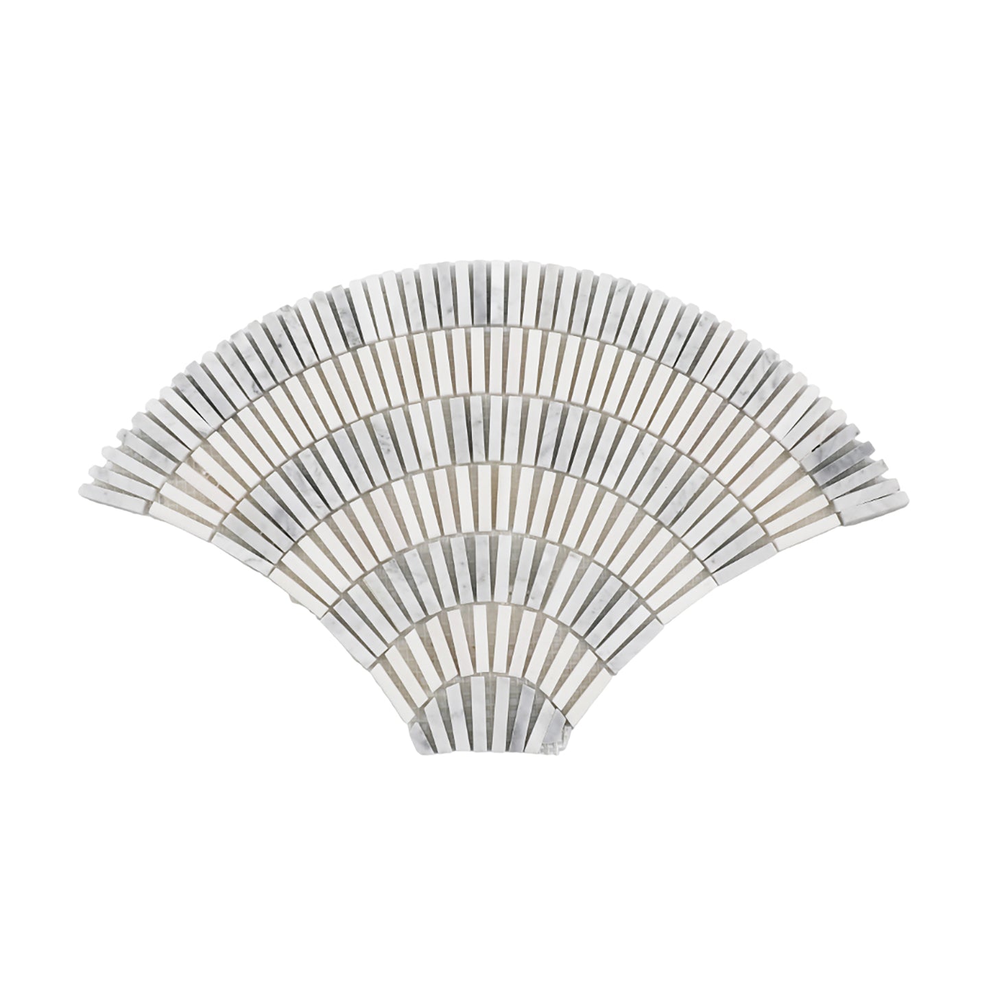 15" x 8.88" Fish Scale Fan Art Deco Honed Marble Floor and Wall Mosaic Tile