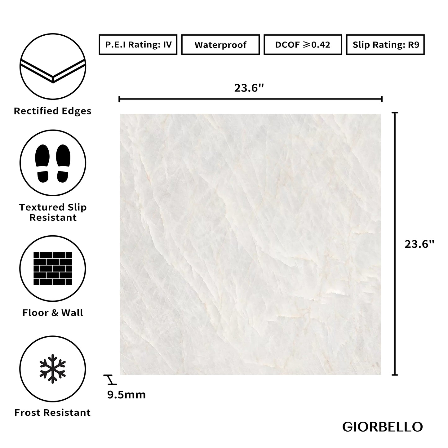 24” x 24” Spanish Taj Mahal Matte Marble Look Porcelain Floor and Wall Tile
