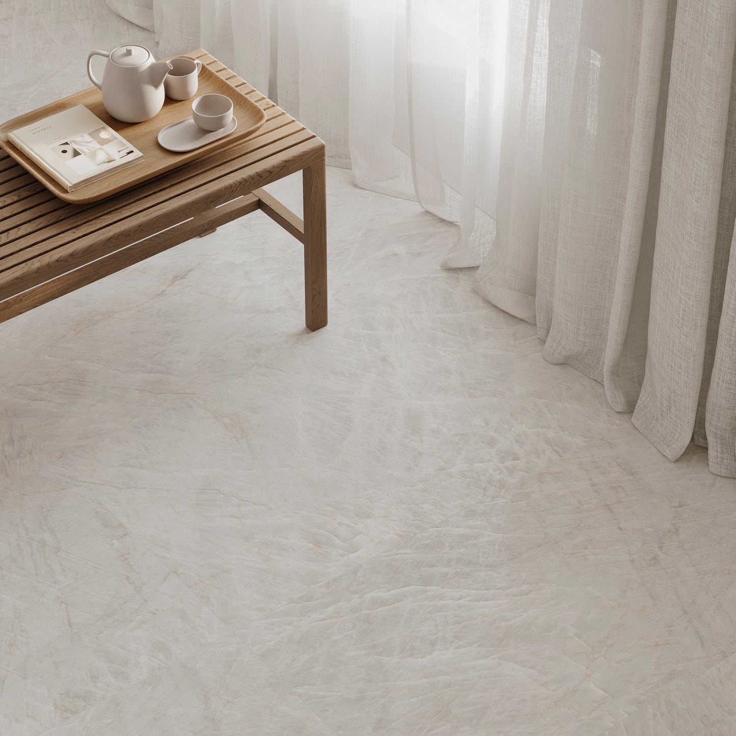 24” x 24” Spanish Taj Mahal Matte Marble Look Porcelain Floor and Wall Tile