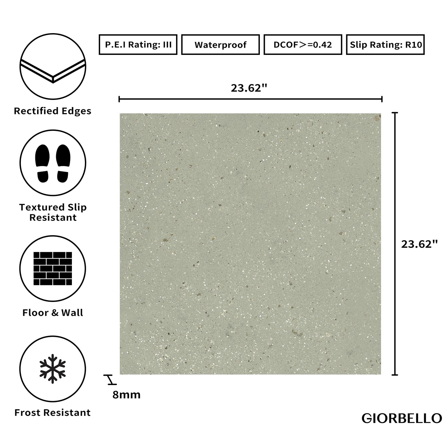 24" x 24" Italian Geology Matte Stone Look Porcelain Floor and Wall Tile