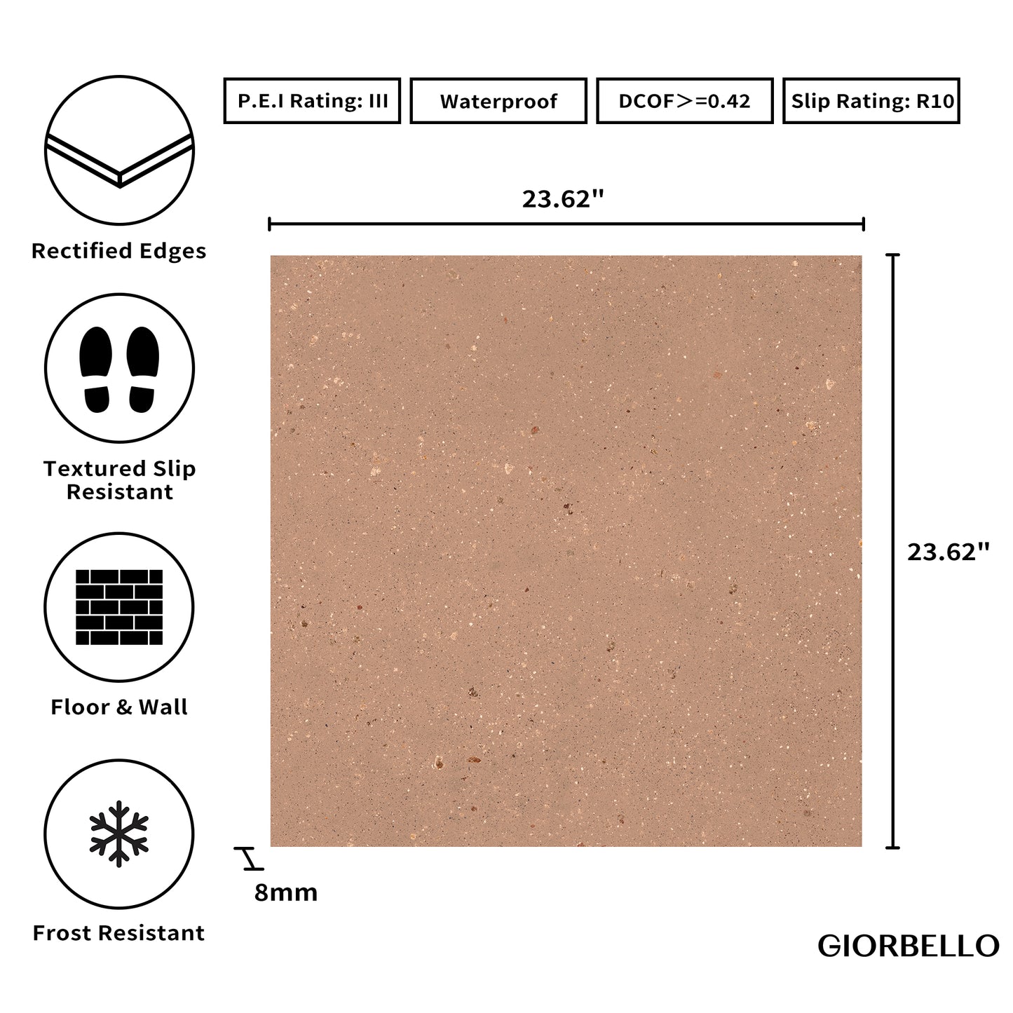 24" x 24" Italian Geology Matte Stone Look Porcelain Floor and Wall Tile