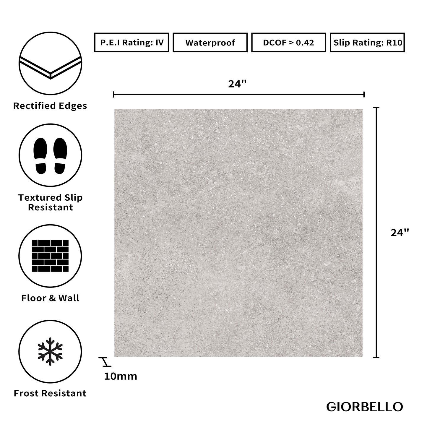 24” x 24” Ambience Italian Porcelain Floor and Wall Tile