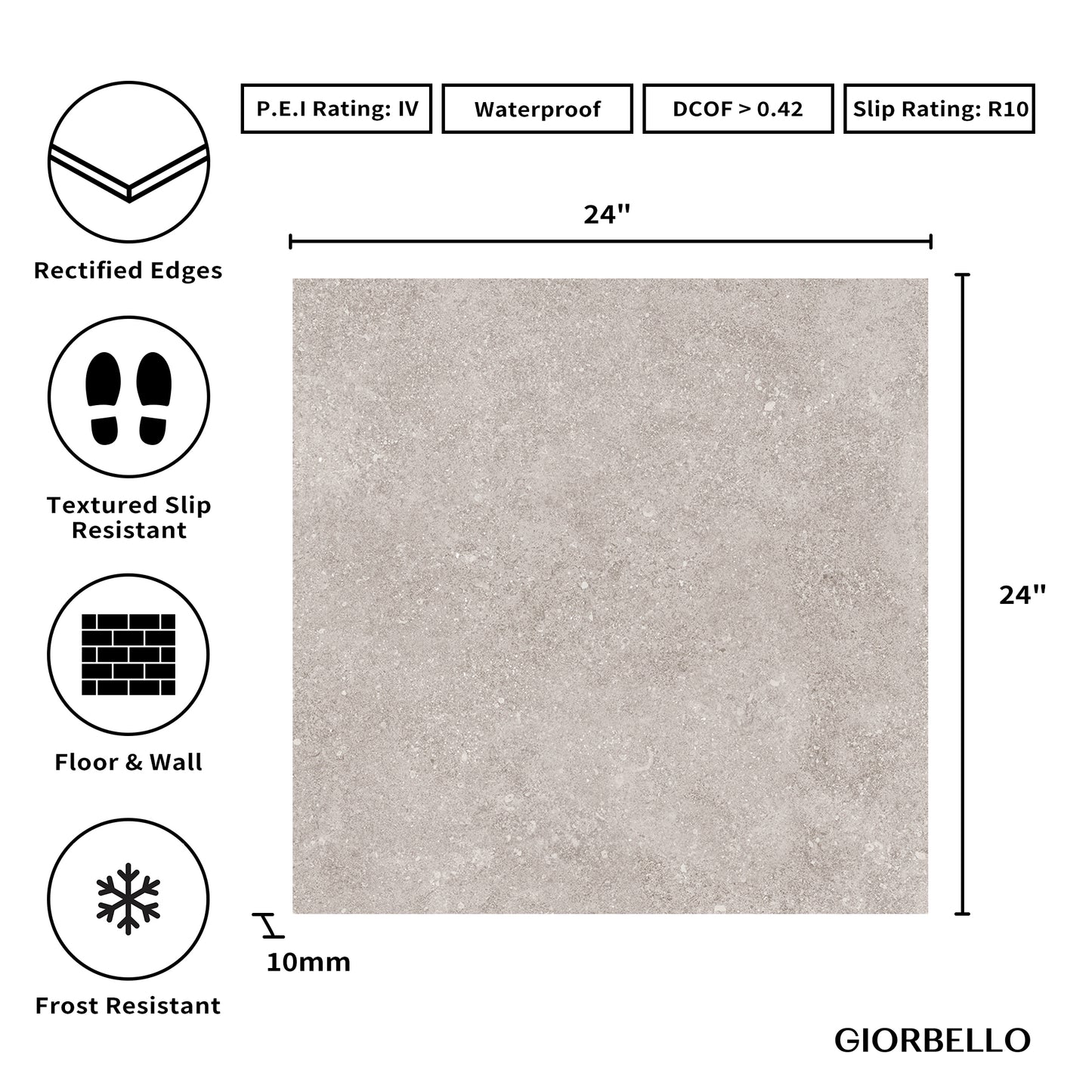 24” x 24” Ambience Italian Porcelain Floor and Wall Tile