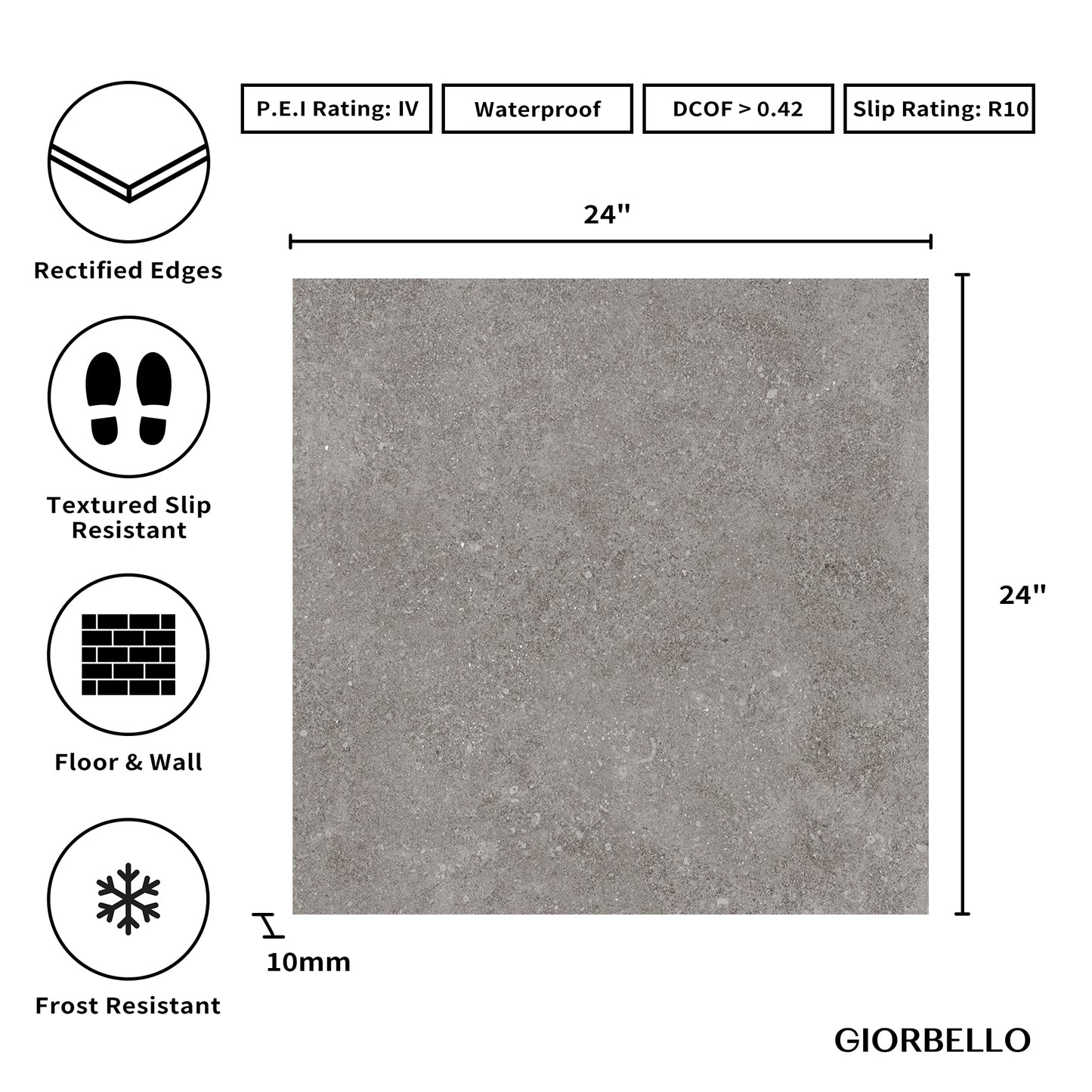 24” x 24” Ambience Italian Porcelain Floor and Wall Tile