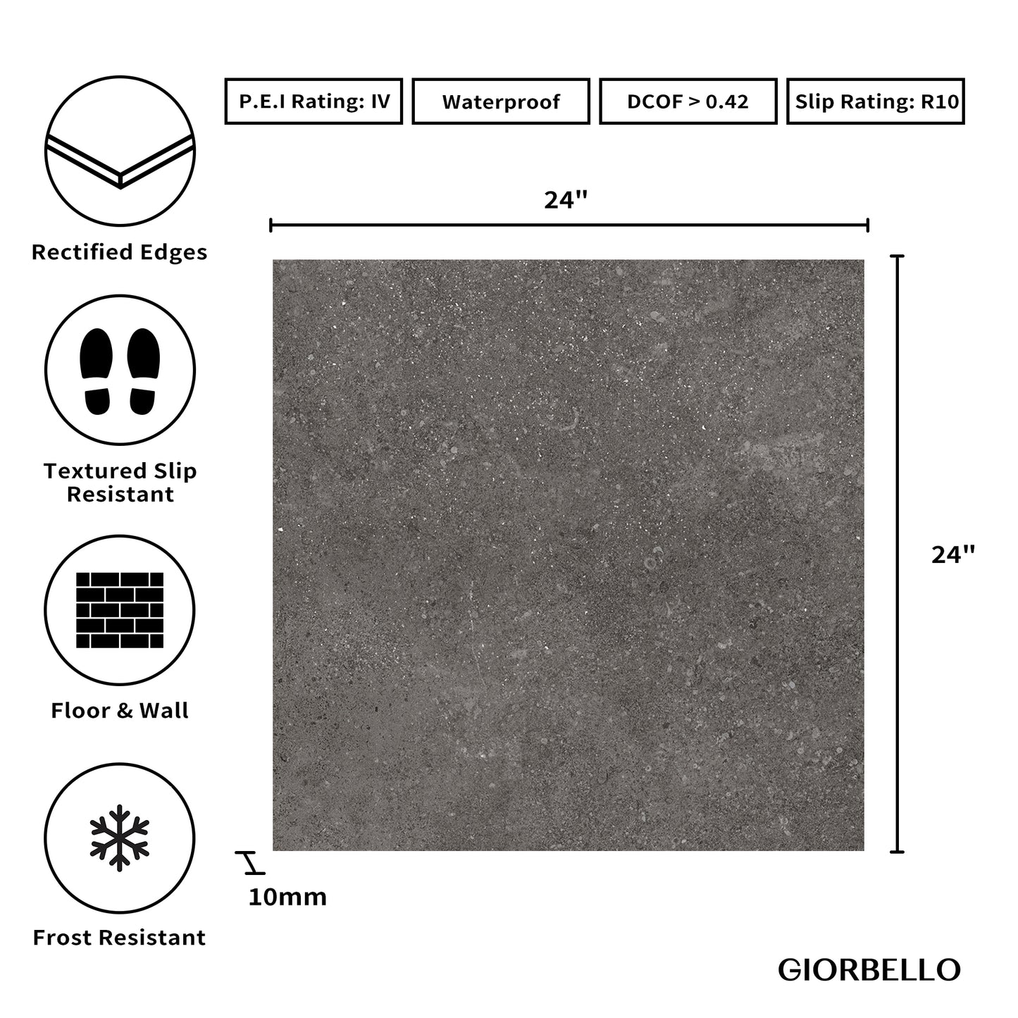 24” x 24” Ambience Italian Porcelain Floor and Wall Tile