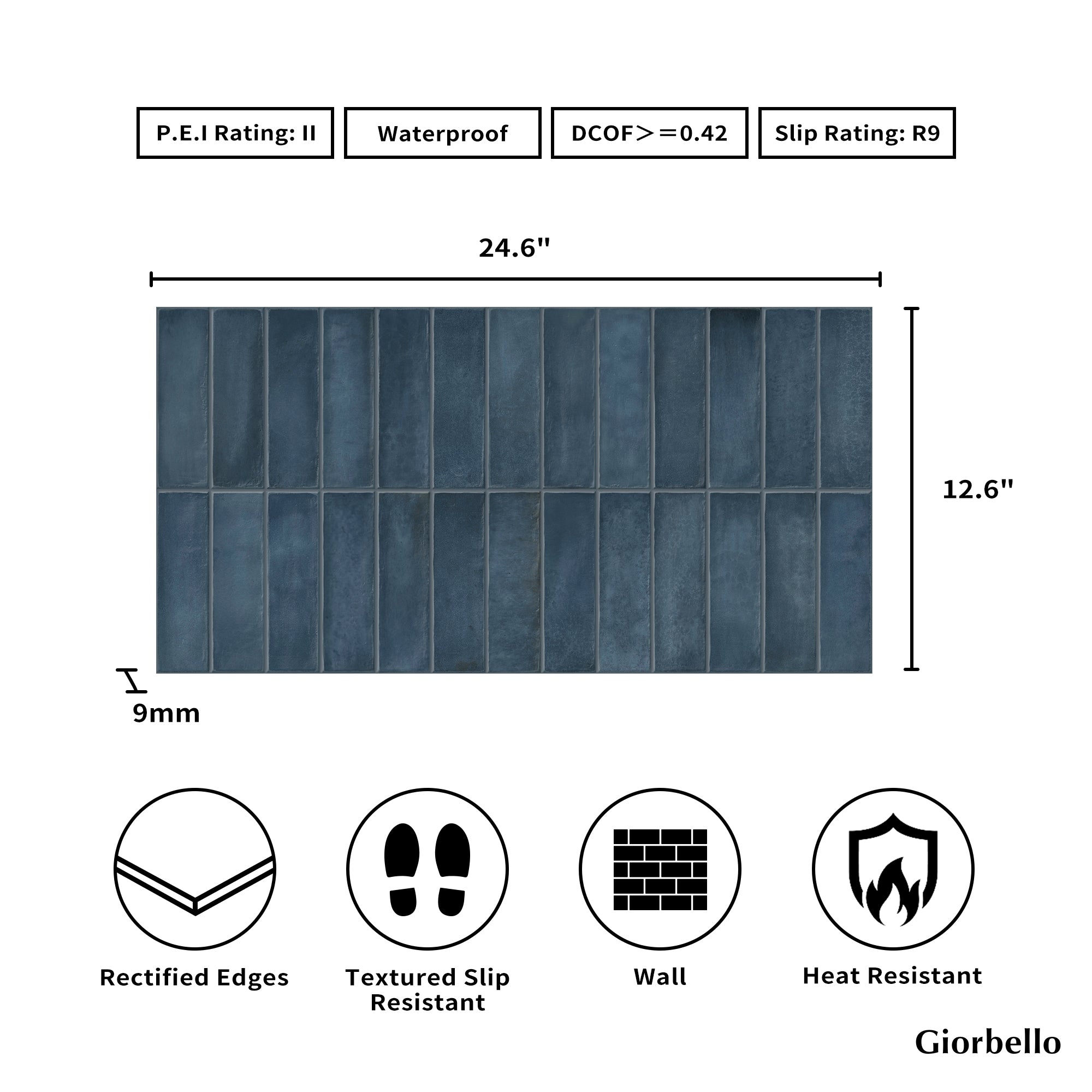 12” x 24” Spanish Artis Glazed Porcelain Wall Tile – Giorbello