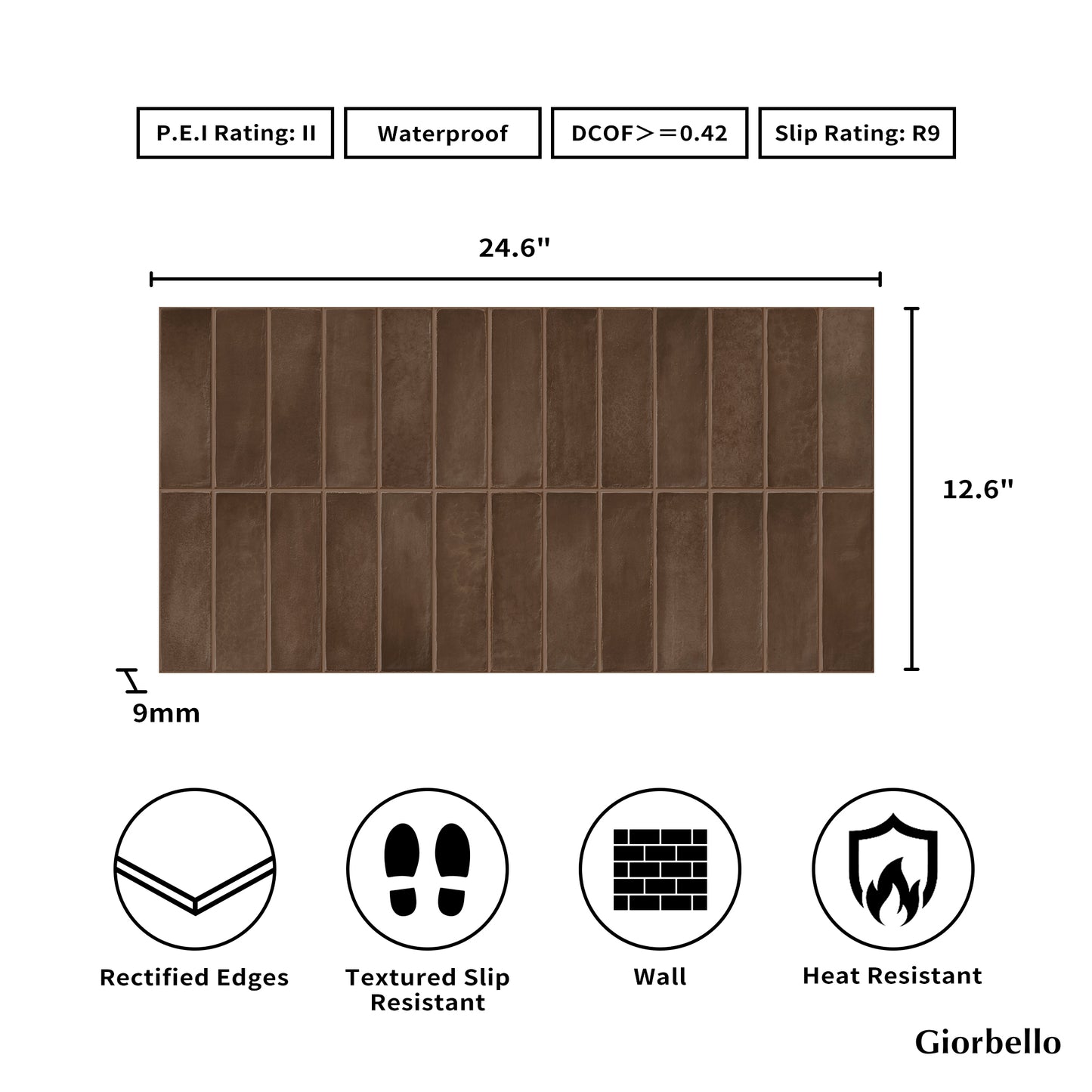 12” x 24” Spanish Artis Glazed Porcelain Wall Tile