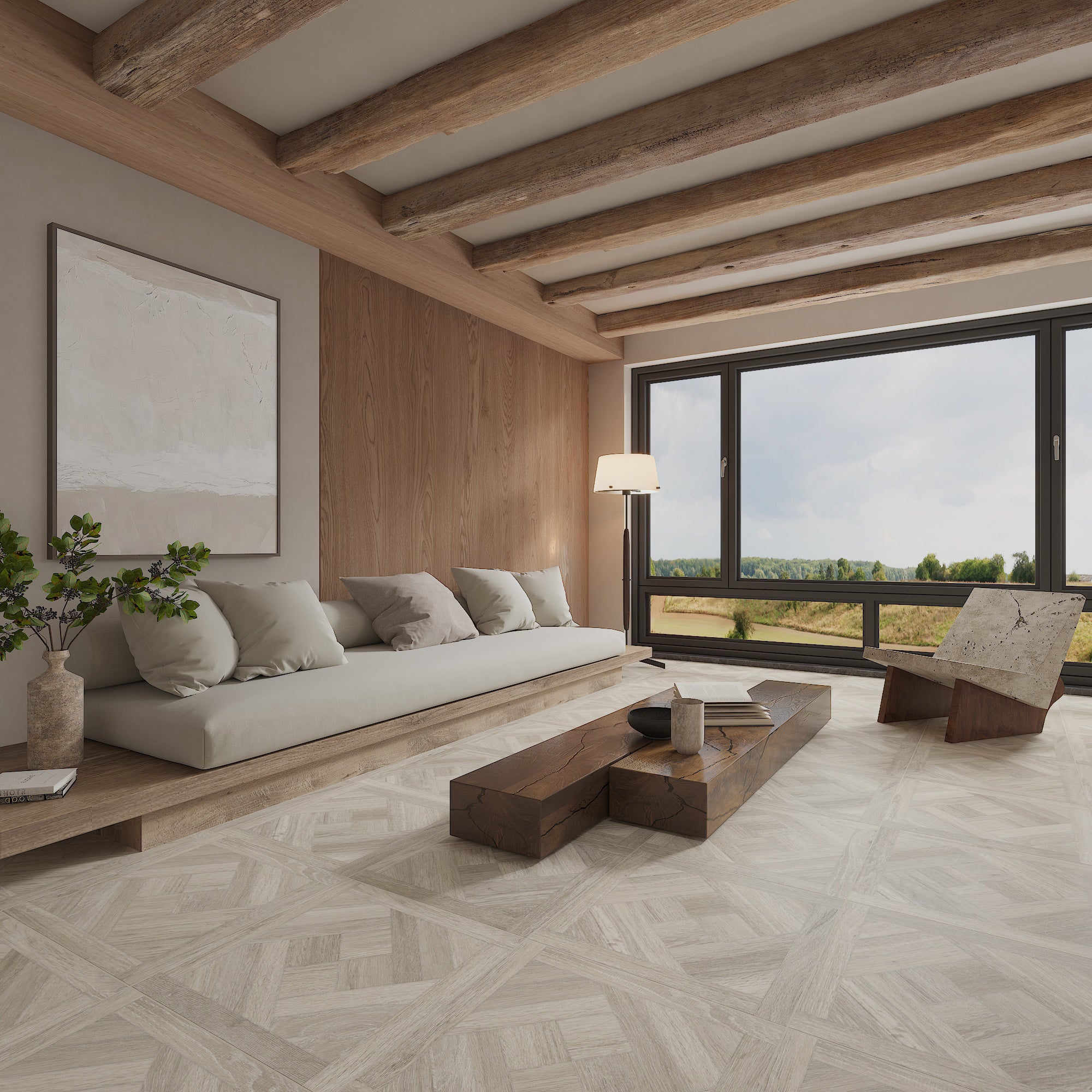 24” x 24” Spanish Arborix Matte Wood Look Porcelain Floor and Wall