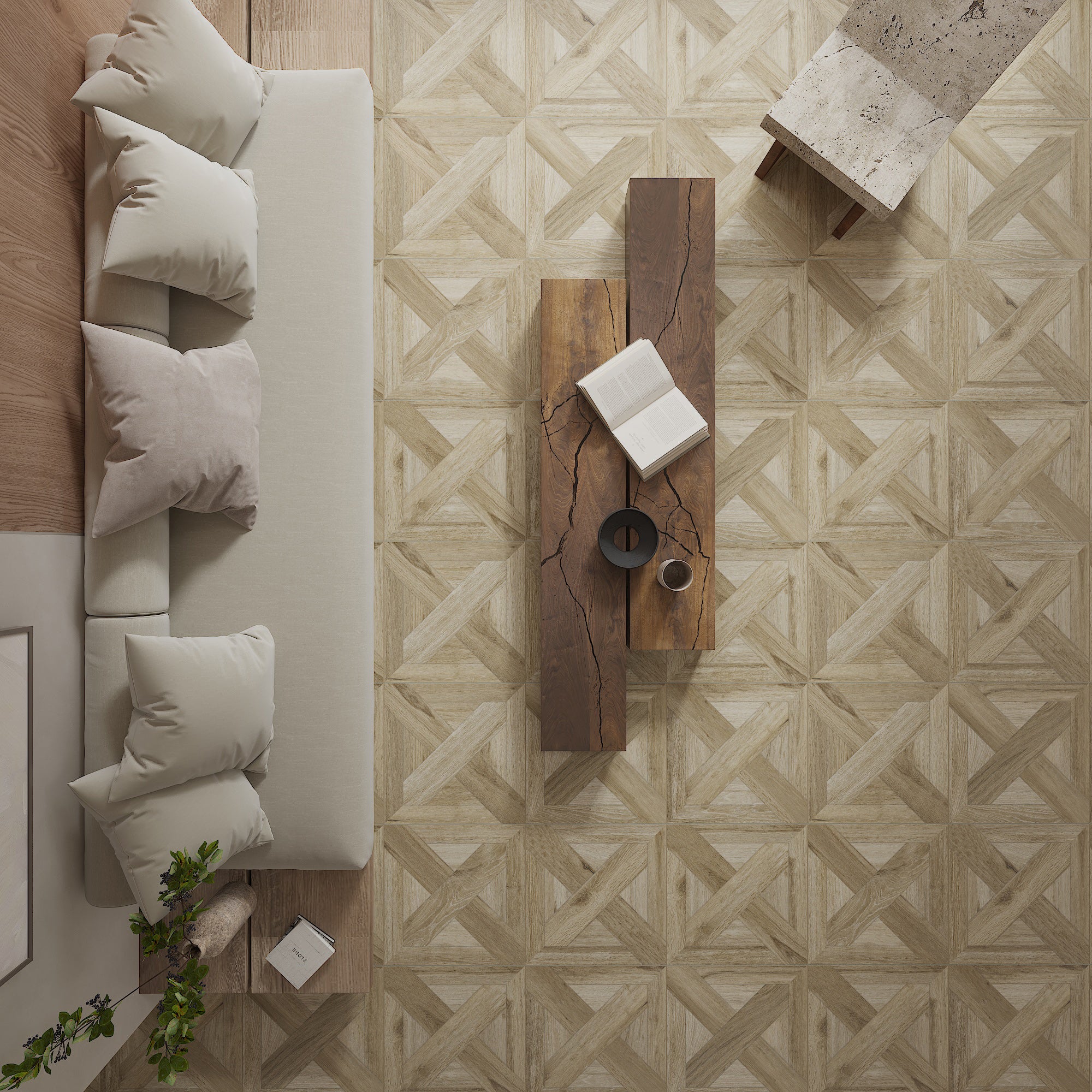 Arinco-houseです 24” x 24” Spanish Arborix Matte Wood Look Porcelain Floor and Wall