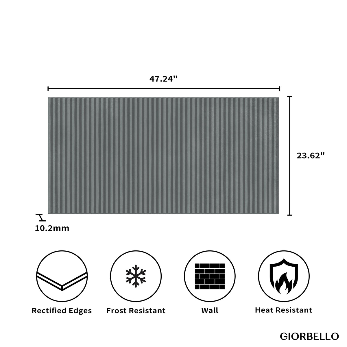 24" x 48" Spanish Iconic 3D Matte Concrete Look Porcelain Wall Tile