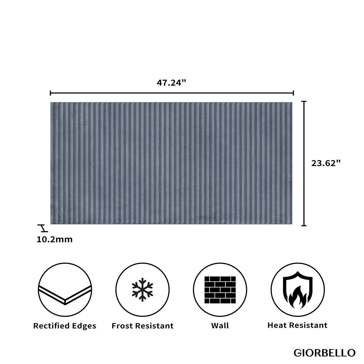 24" x 48" Spanish Iconic 3D Matte Concrete Look Porcelain Wall Tile