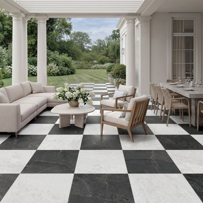24” x 24” Spanish NoirBlanc Matte Porcelain Floor and Wall Tile