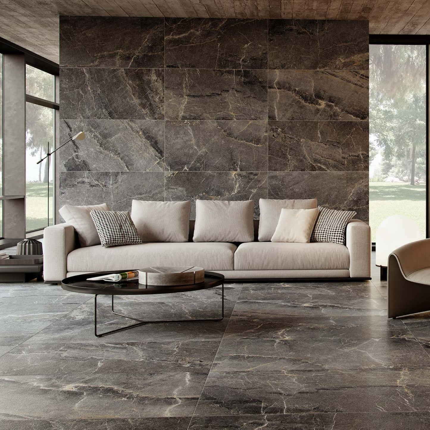 24” x 24” Spanish NoirBlanc Matte Porcelain Floor and Wall Tile