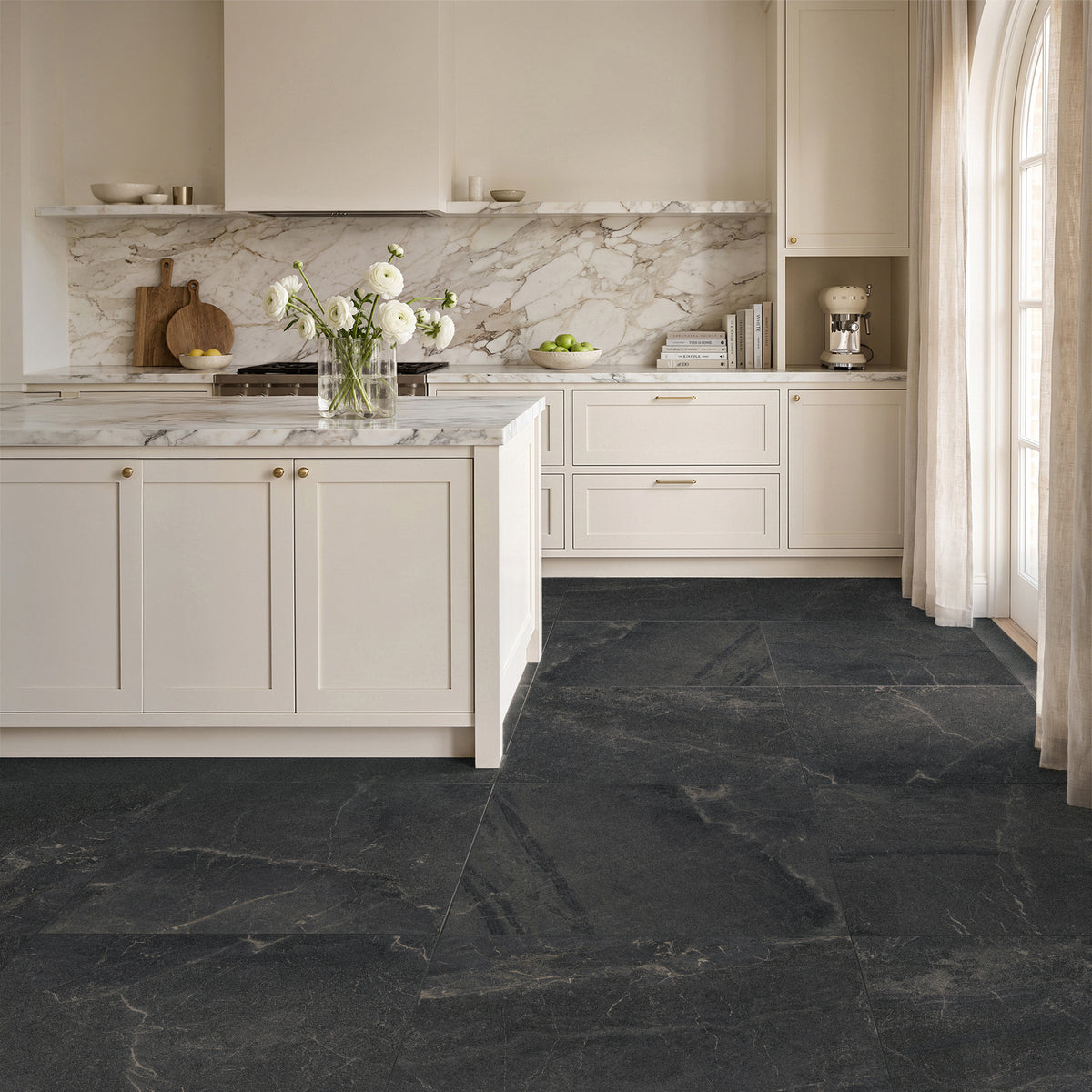 24” x 24” Spanish NoirBlanc Matte Porcelain Floor and Wall Tile