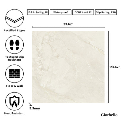 24” x 24” Spanish Callas Matte Stone Look Porcelain Floor and Wall Tile