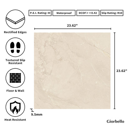 24” x 24” Spanish Callas Matte Stone Look Porcelain Floor and Wall Tile