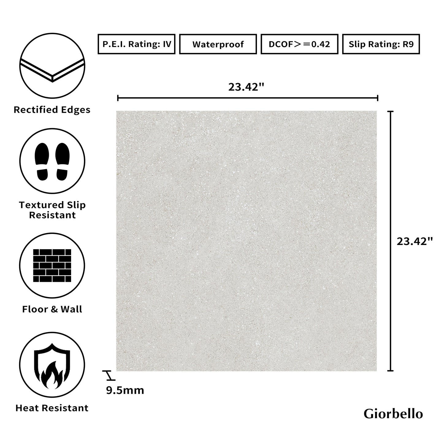 24” x 24” Spanish Ciottoli Matte Stone Look Porcelain Floor and Wall Tile