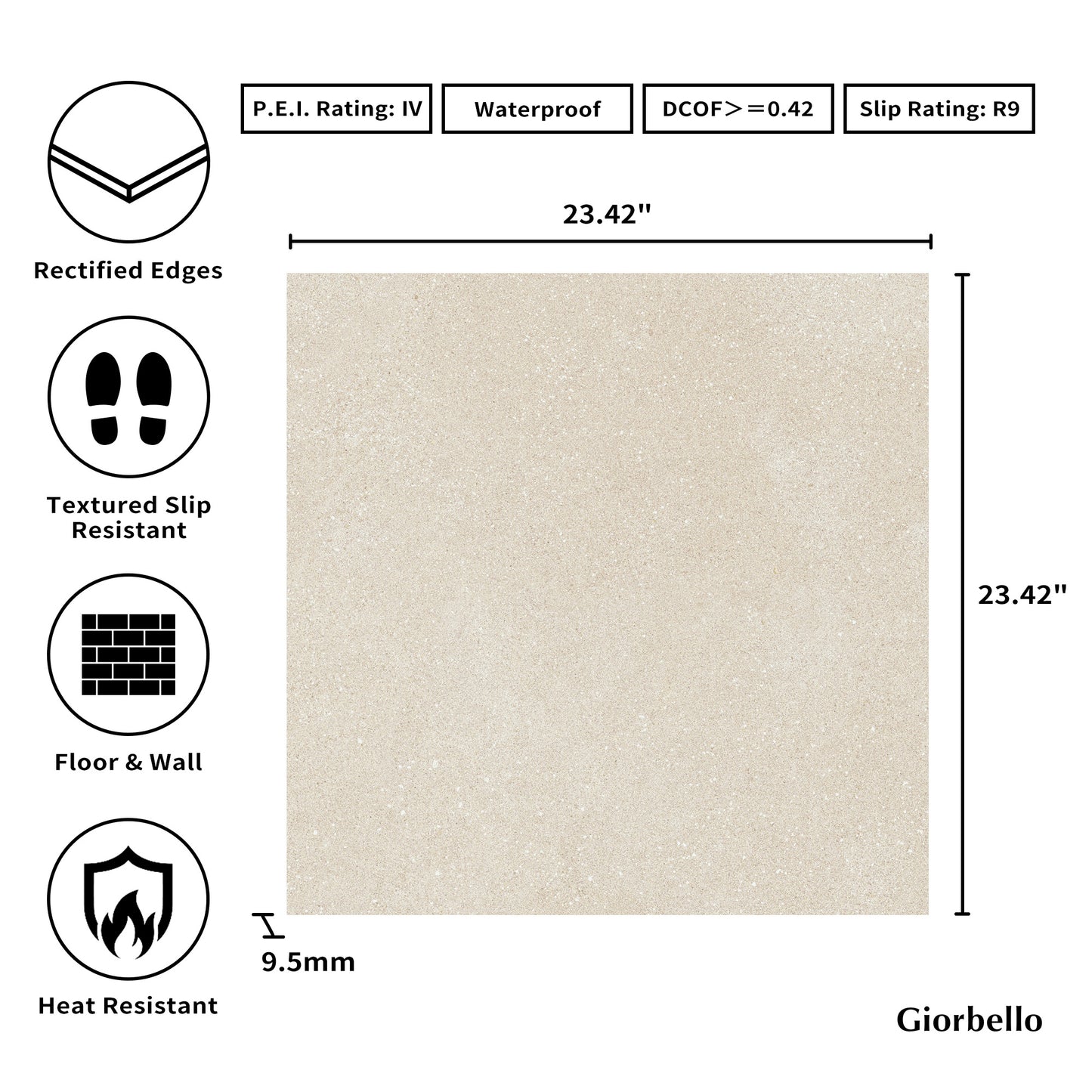 24” x 24” Spanish Ciottoli Matte Stone Look Porcelain Floor and Wall Tile