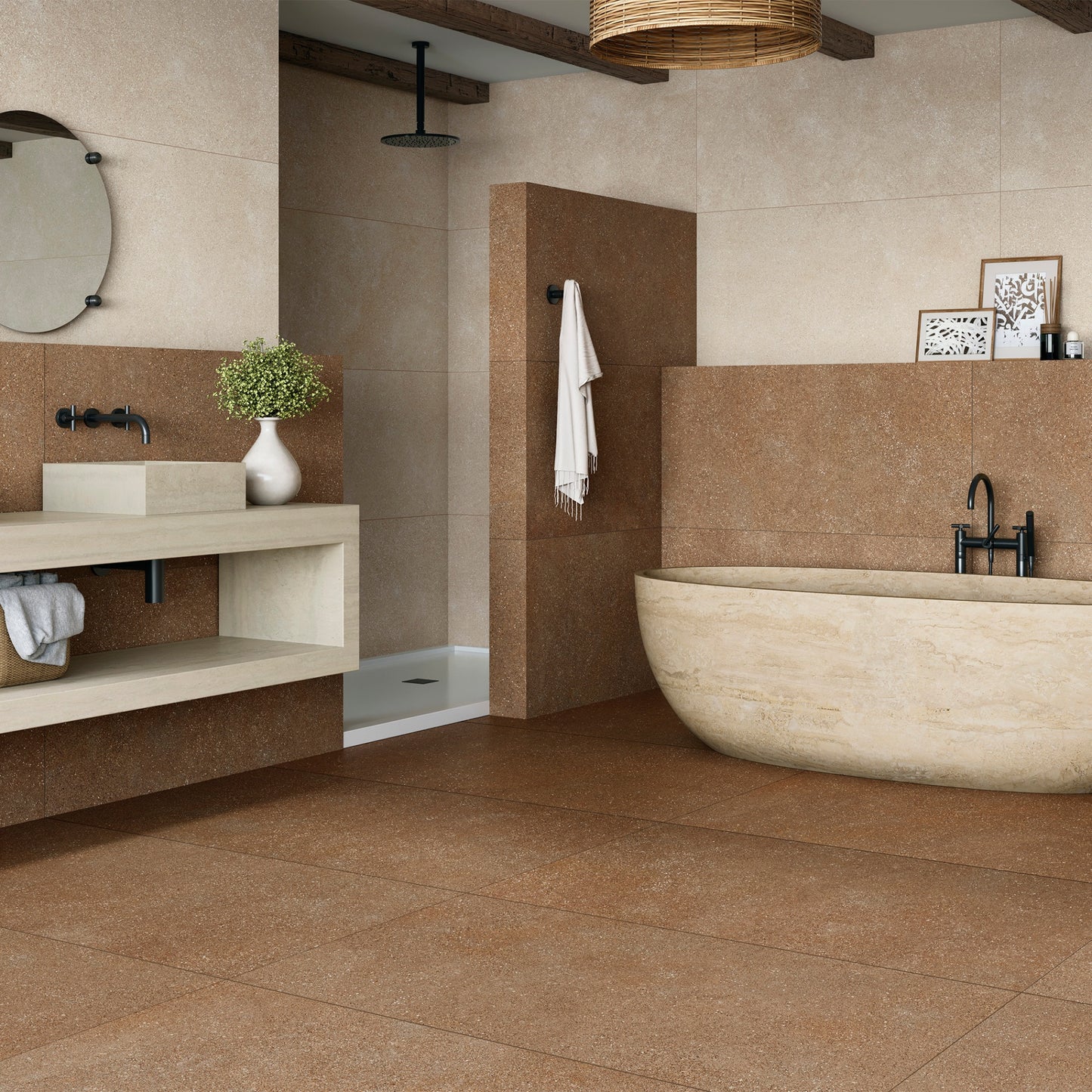 24” x 24” Spanish Ciottoli Matte Stone Look Porcelain Floor and Wall Tile