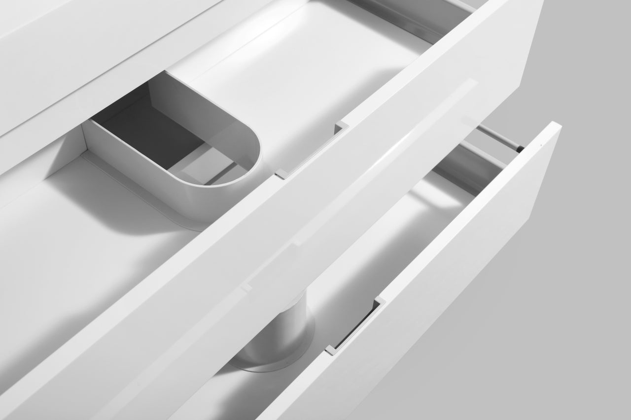 Modern Glossy White Wall-Mount Vanity for Small Bathrooms