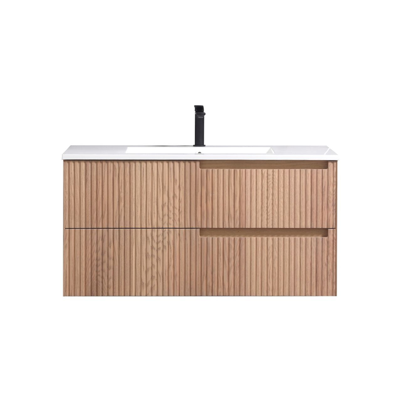 Modern Wall-Mount Bathroom Vanity in Oakwood – Fiore Collection