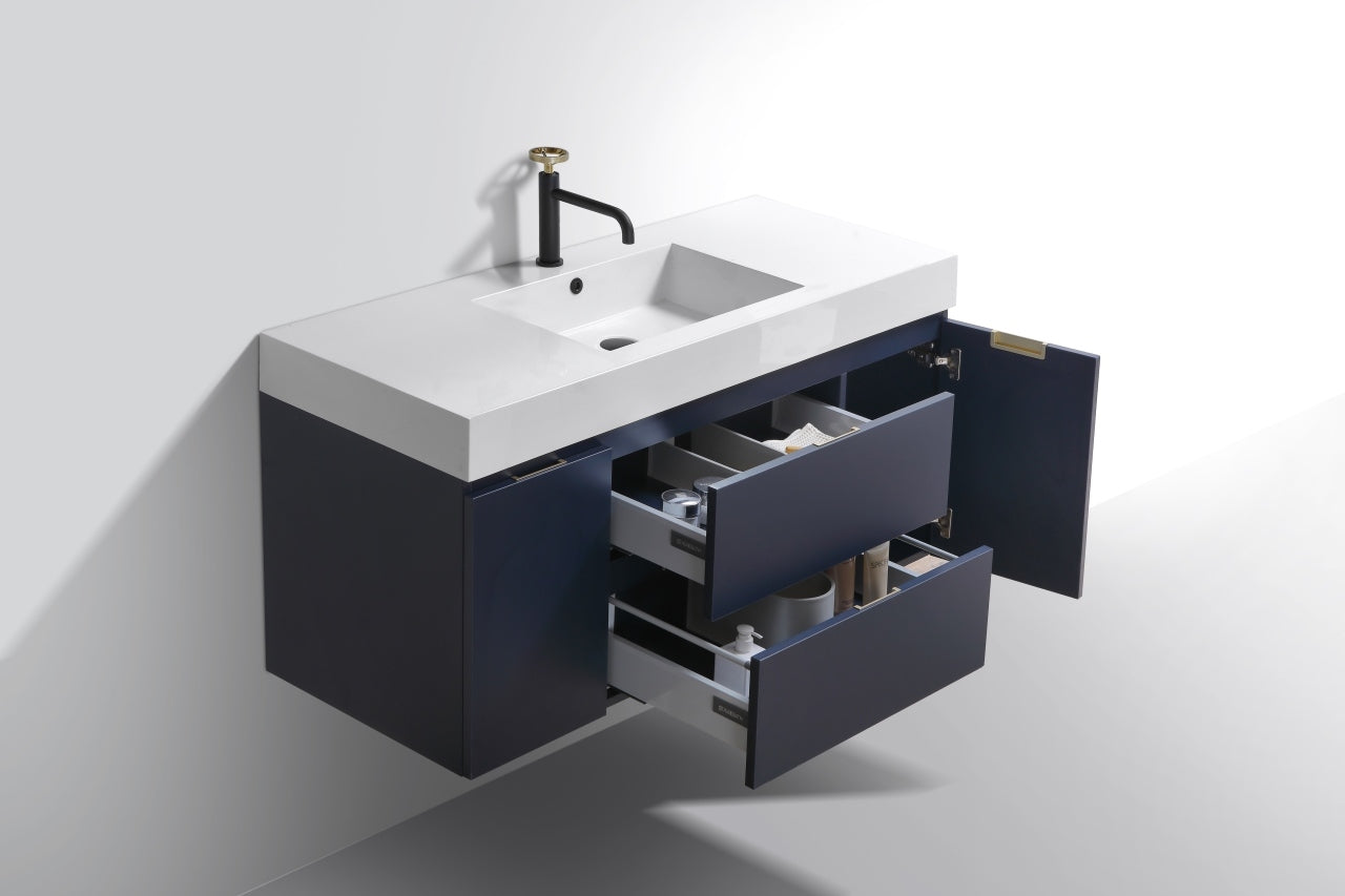 Modern Wall-Mount Vanity in Blue for Stylish Bathrooms